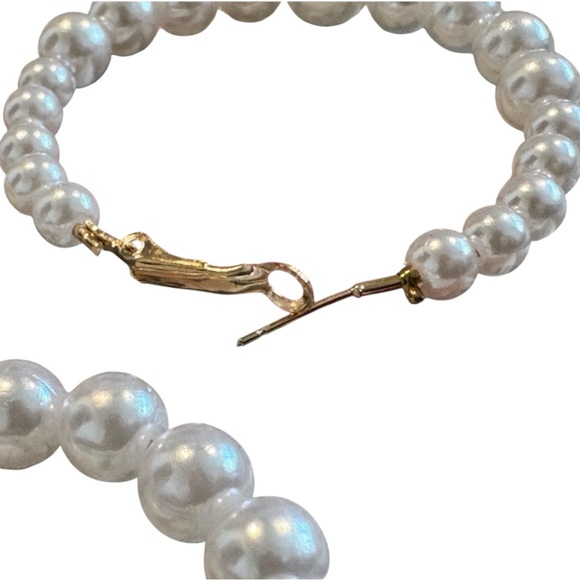 White Opalescent Beaded Earrings - Picture 4 of 7